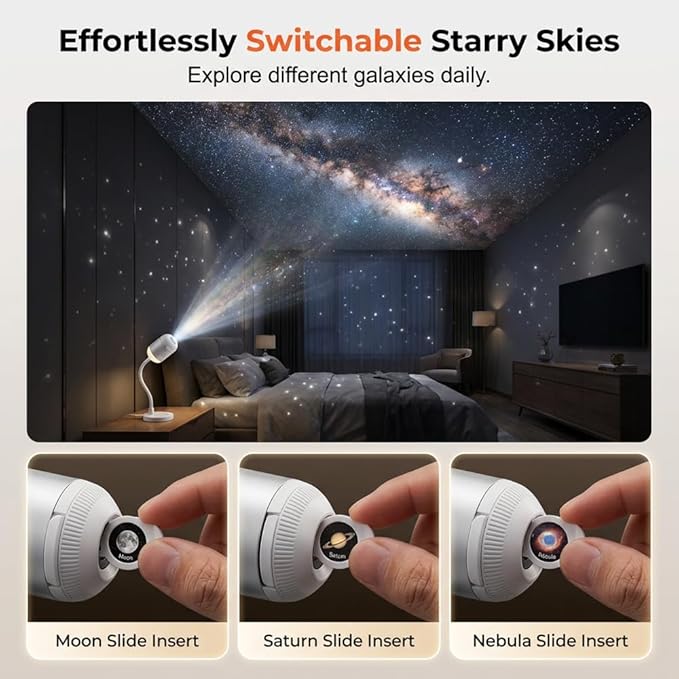 Galaxy Star Projector Night Light/مصباح ليلي وجهاز عرض لنجوم ومجرات